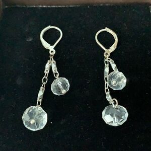 Crystal lever back dangle earrings